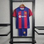 Barcelona 2023/24 Home Kids Jersey And Shorts Kit