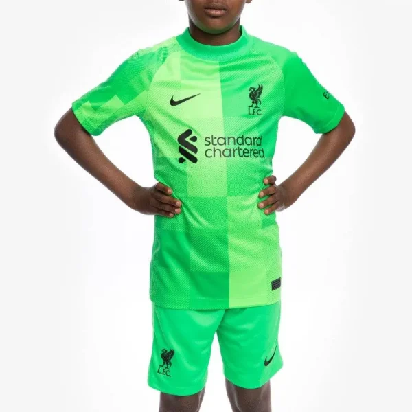 Liverpool 2021/22 Goalkeeper Kids Jersey And Shorts Kit