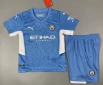 Manchester City 2021/22 Home Kids Jersey And Shorts Kit