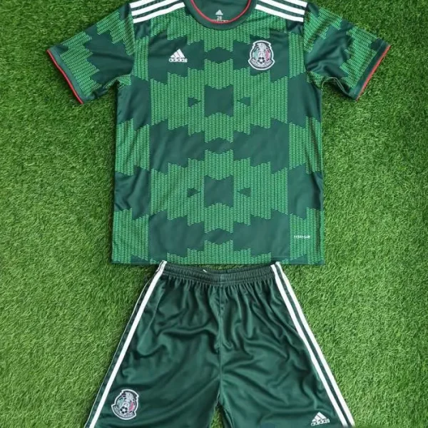 Mexico 2021 Home Kids Jersey And Shorts Kit  - Green