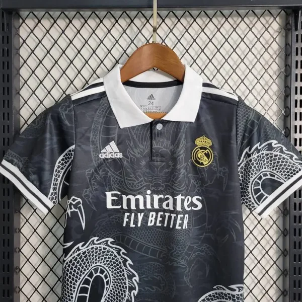 Real Madrid 2022/23 Black Dragon Edition Kids Jersey And Shorts Kit