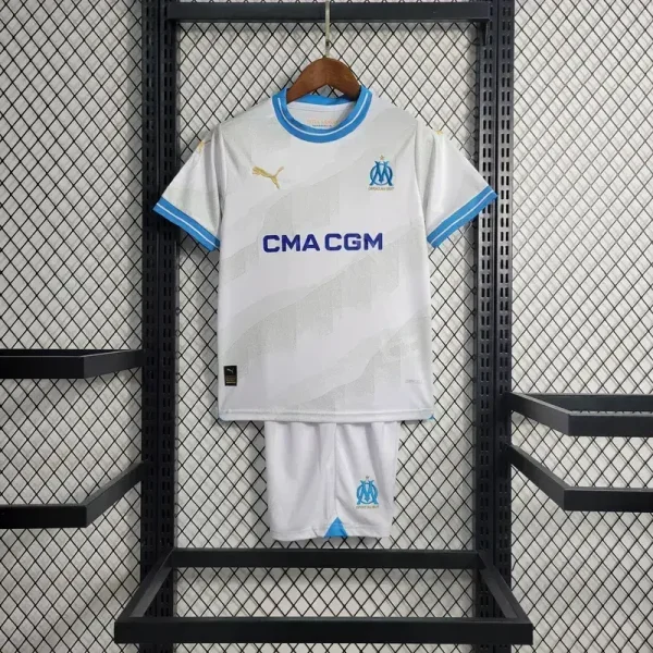 Olympique Marseille 2023/24 Home Kids Jersey And Shorts Kit