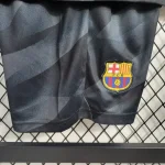 Barcelona 2023/24 Black Goalkeeper Kids Jersey And Shorts Kit