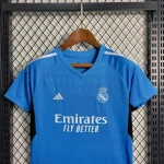 Real Madrid 2023/24 Blue Goalkeeper Kids Jersey And Shorts Kit