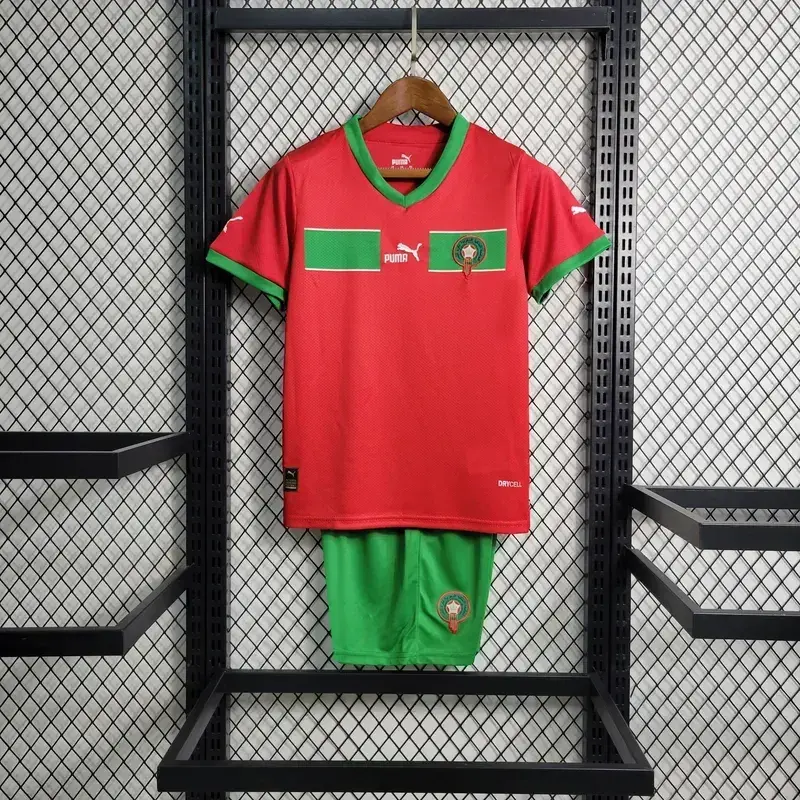 Morocco 2022/23 Home Kids Jersey And Shorts Kit